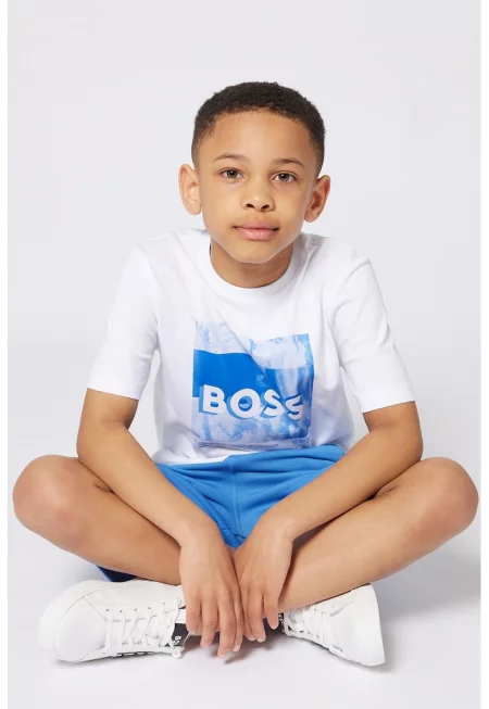 Шорти с памук със скосени джобове - Пастелносин