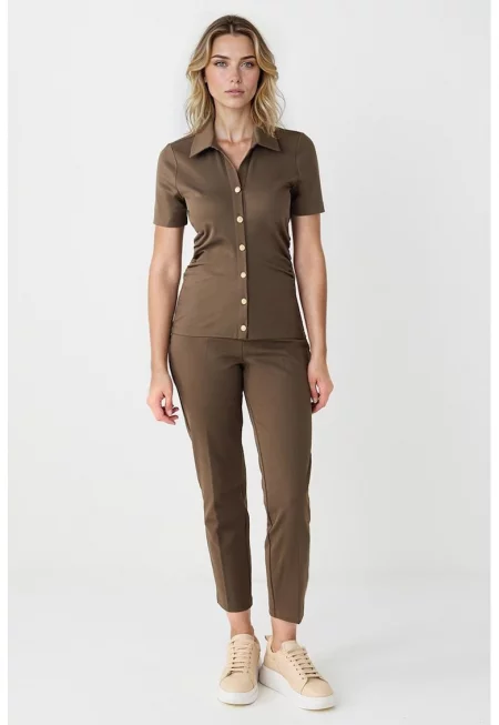 Скъсен официален панталон - Светлокафяв