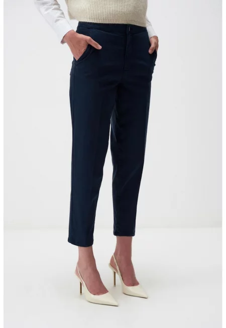 Скъсен панталон с лиосел - Тъмносин