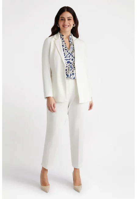 Скъсен панталон с висока талия - Бял