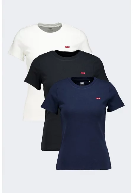 Слим тениска - 3 броя - Бял/Черен/Тъмносин