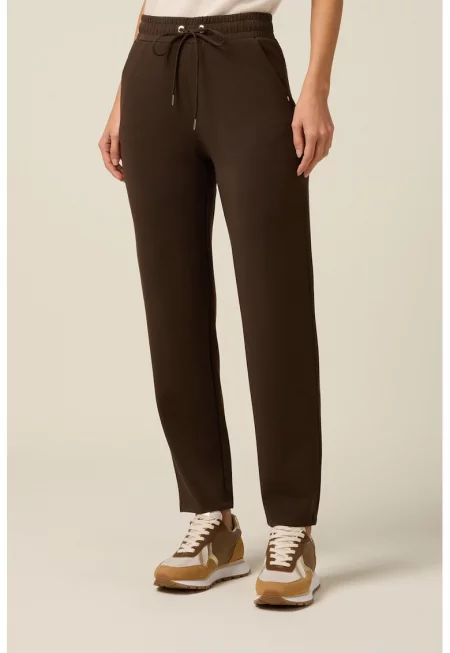 Спортен панталон с модал с връзка - Тъмнокафяв