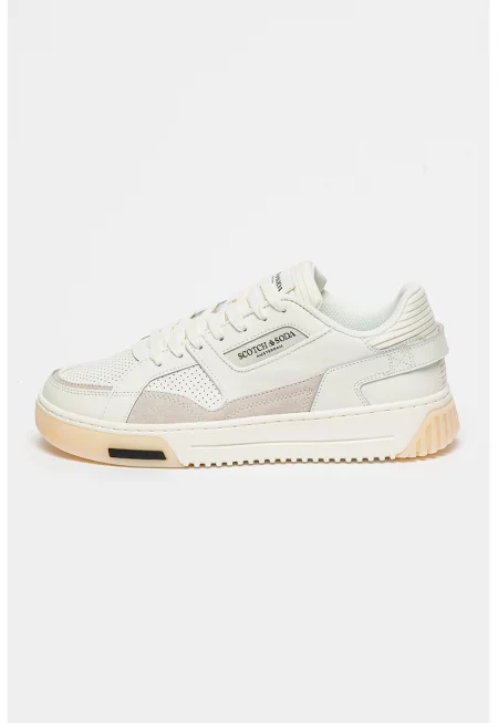 Спортни обувки New Cup от кожа с перфорации - Мръснобял