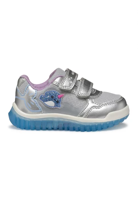 Спортни обувки от еко кожа с велкро - Син/Сребрист