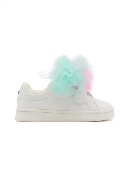 Спортни обувки Rumney с велкро и отделящи се помпони - Бял