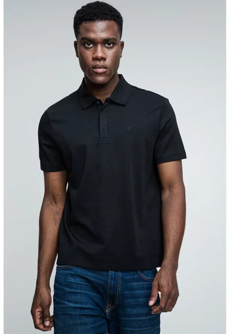 Стандартна тениска с яка - Черен