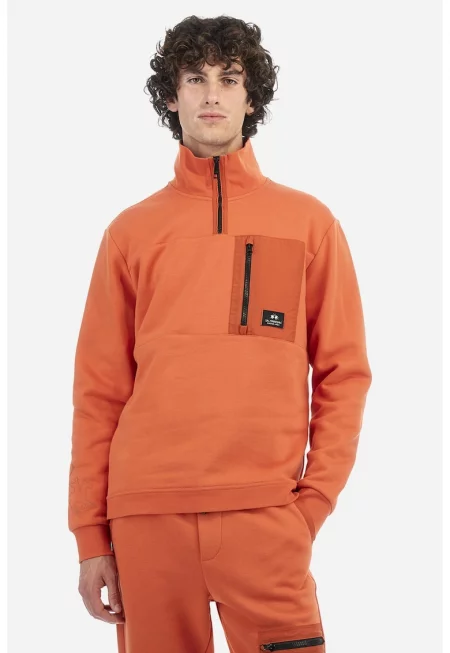 Суитшърт с къс цип - Мандарина