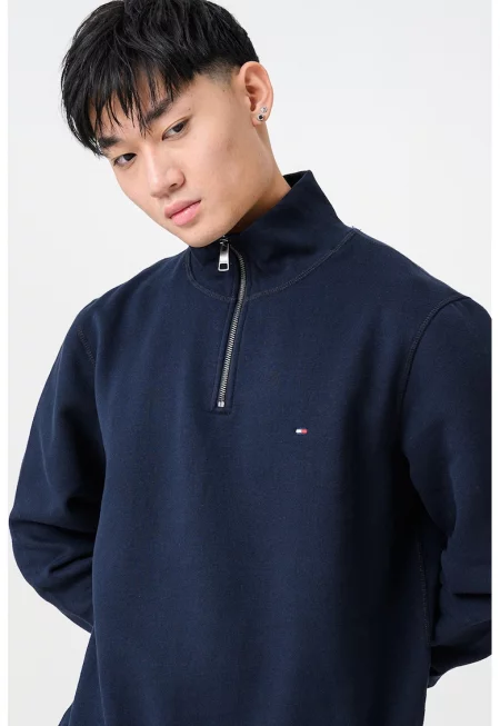 Суитшърт с къс цип - Тъмносин