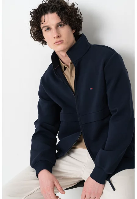 Суитшърт с памук с цип - Ултрамарин синьо