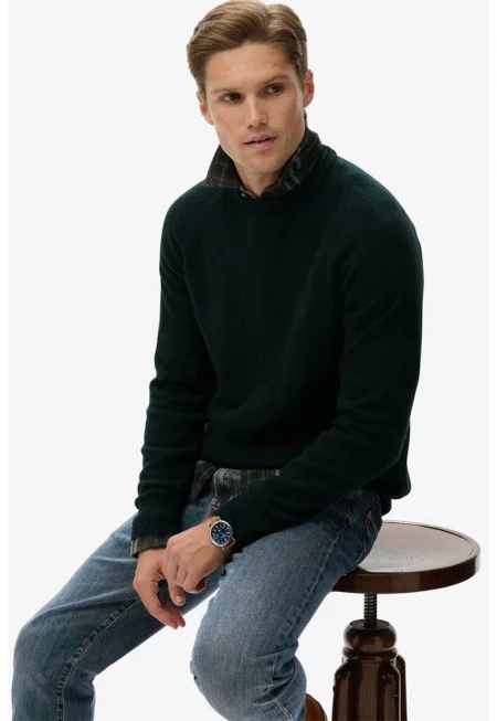 SUPERDRY - Стандартен пуловер с вълна с ръкави реглан - Бледозелен