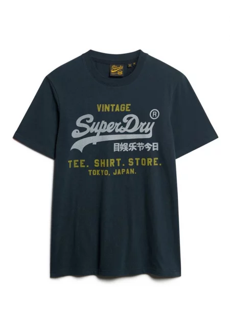 Тениска от памук с овално деколте и надпис