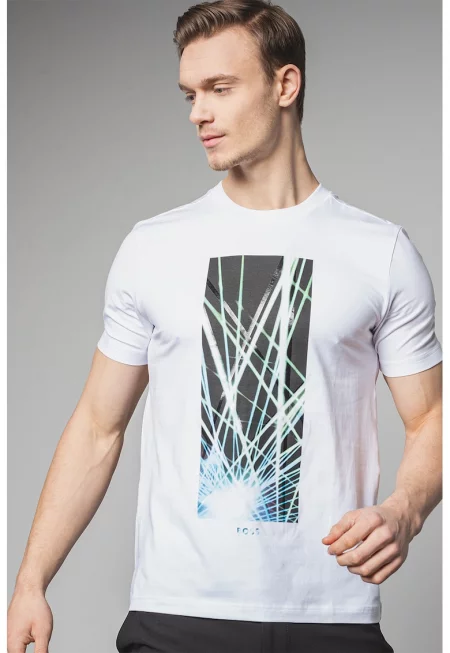 Тениска с шарка - Бял