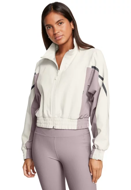 Тренировъчно късо яке Unstoppable - Мръснобял/Бледа лила