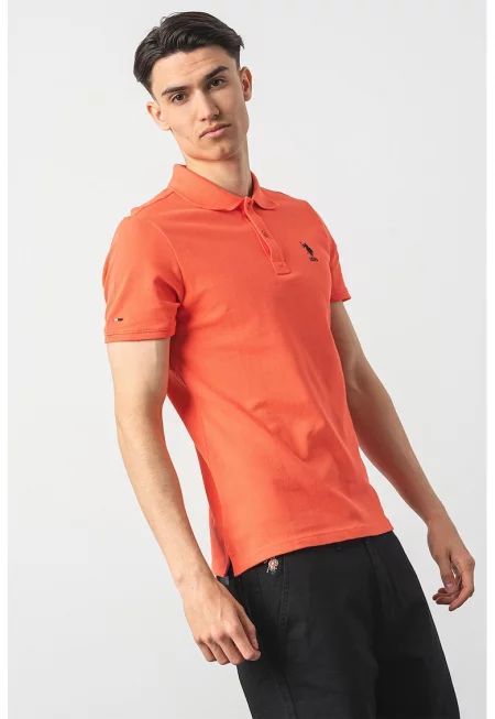 U.S. Polo Assn - Памучна тениска по тялото с яка