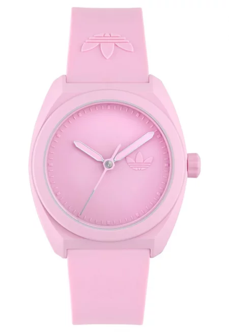 Унисекс часовник  Project Three - керамичен - розов - 42 мм - силиконова каишка