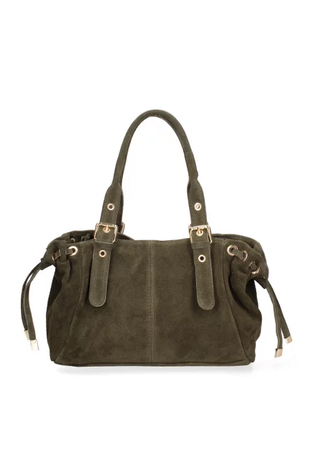 Велурена чанта за рамо Lumena Lux - Тъмнозелен