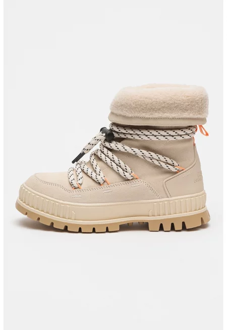 Велурени ботуши Pallashock Hiver - Мандарина/Мръснобял/Светло бежово