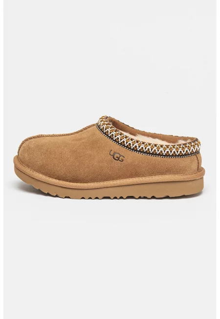 Велурени домашни пантофи Tasman с бродерия - Камел