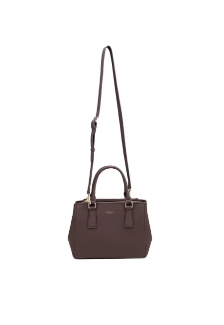Чанта от еко кожа с регулираща се презрамка - Тъмнокафяв