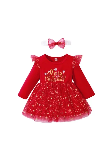 Червена коледна рокля за момиче