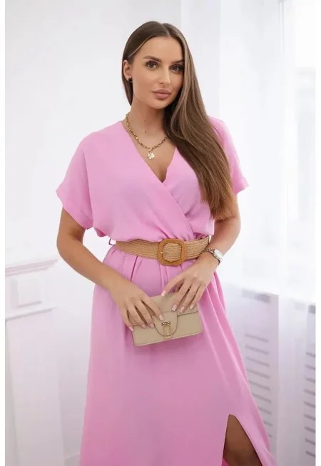 Дълга рокля с колан на талията - един размер