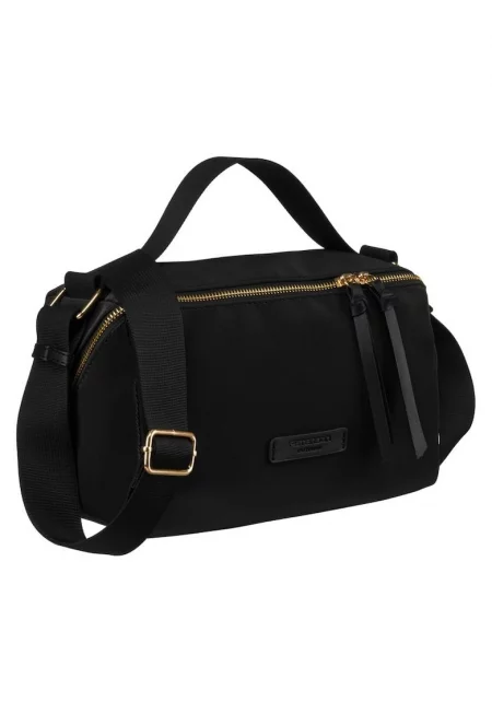 Дамска чанта за рамо -  черна - 3 джоба - 14x26x15см