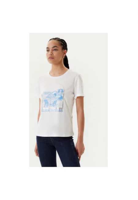 Дамска тениска  251-DVIBES - памук/модал - бяла - Бял