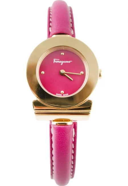 Дамски часовник -  Естествена кожа/Неръждаема стомана - Кварц - Аналогов - 5 ATM - Лилаво/Злато