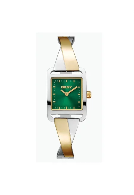 Дамски часовник  модел DK1L005M0155 - 22x30 мм - златист/сребрист - зелен циферблат - кварцов механизъм - стоманена каишка - 3 ATM