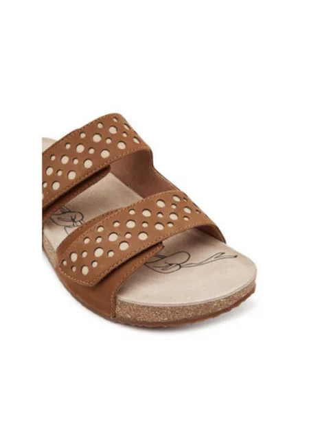 Дамски джапанки - 78586 -  Естествена кожа - Кафяв