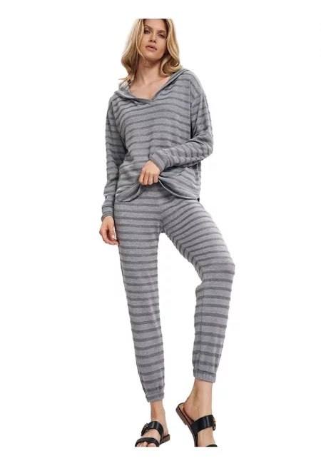 Дамски панталон -  анцуг - сив - полиестер/вискоза -