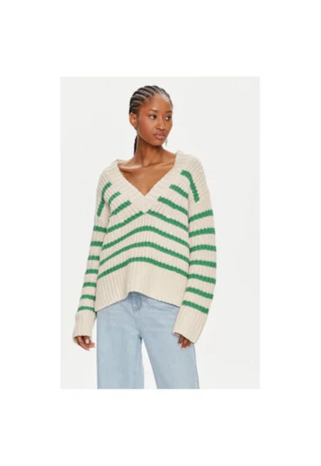 Дамски пуловер -  304000485 - Памук/Акрил - Бежов