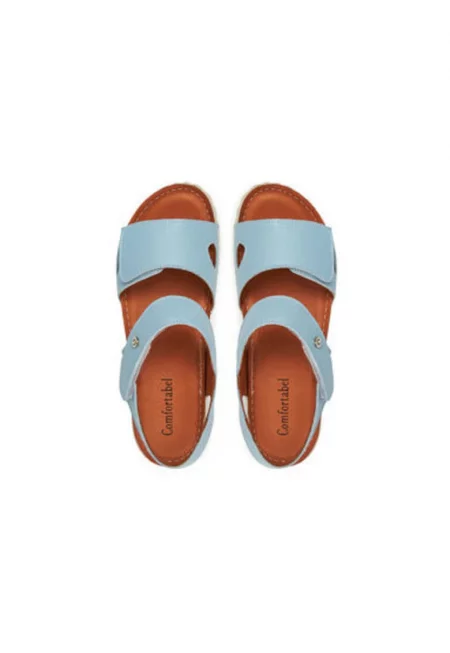 Дамски сандали - 710206-55 - Удобни - Естествена кожа - Светлосин