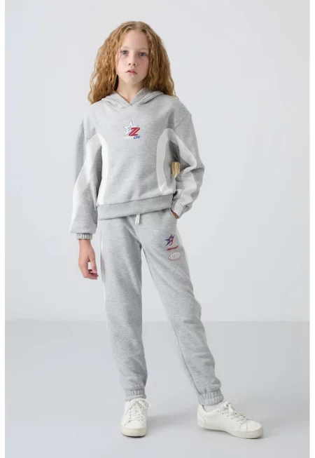 Дамски спортен комплект  сив памук tricot fleece