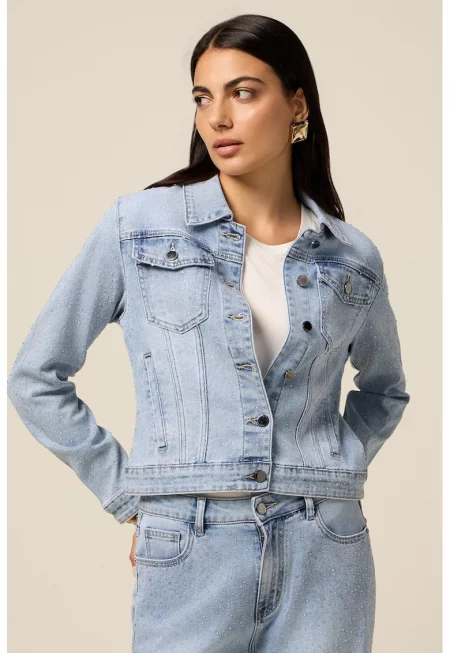 Дънково яке с копчета - Ледено синьо