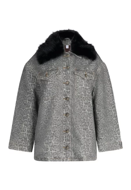 Дънково яке с яка от еко пух