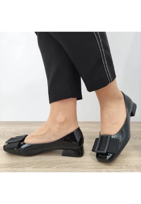 Елегантни дамски обувки  1035-1061 Black Lacquer - Черен лак - Черен