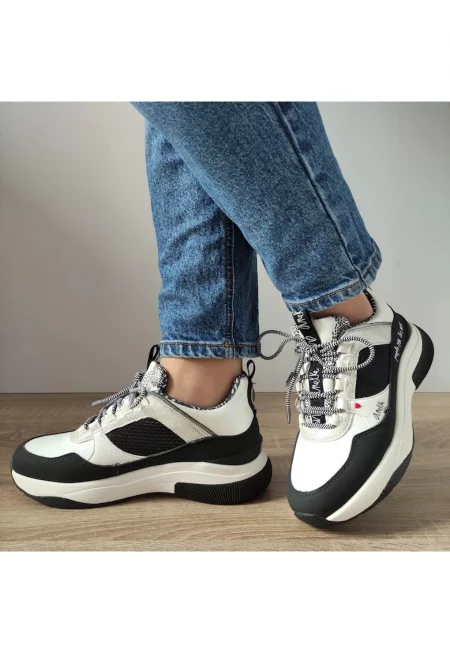 Ежедневни дамски обувки  38380-854 Бяло + Черно - Бяло + Черно