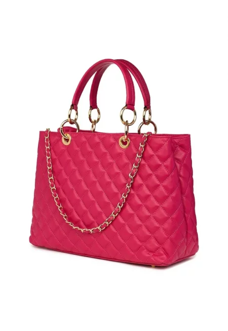 Капитонирана кожена чанта Gisella fuchsia