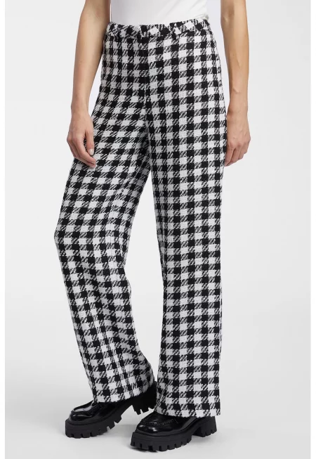 Кариран панталон с висока талия