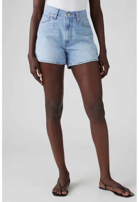 Къси дънки 80's Mom - Светлосин меланж