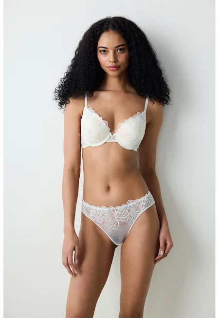 Класически сутиен с дантела - Мръснобял