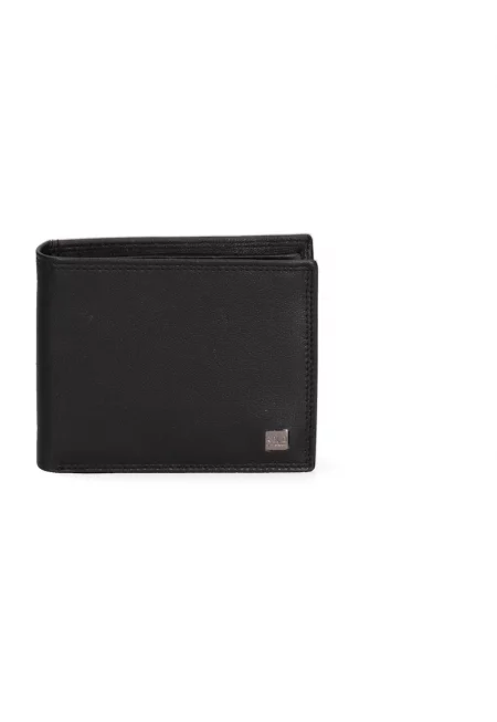 Кожен портфейл с джоб за менети - Черен