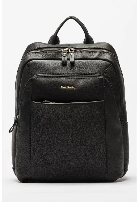 Кожена раница с джобове - Черен