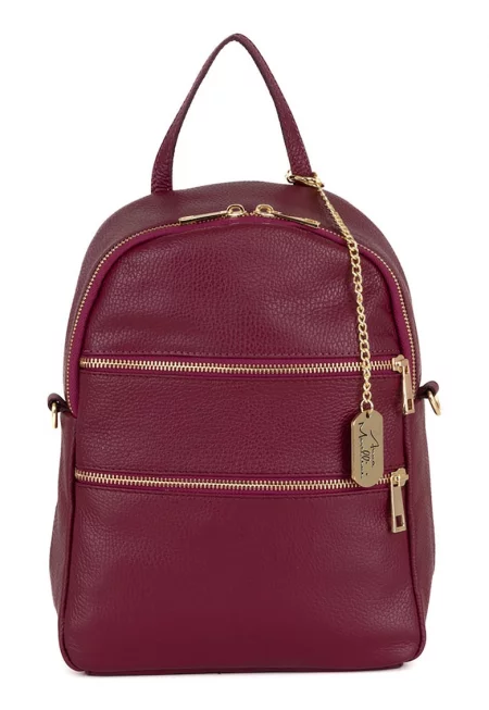 Кожена раница Zeolla с отделяща се презрамка - Червен