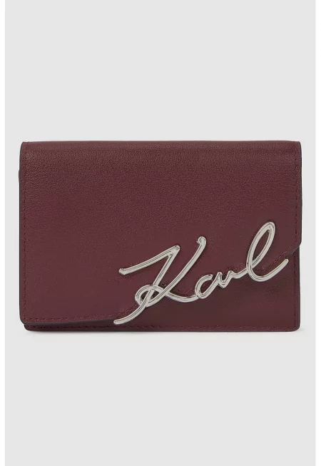 Кожено портмоне с лого - Бордо