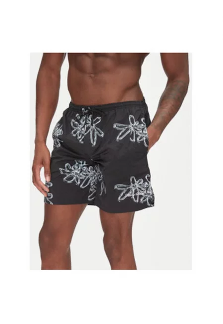 Мъжки бански шорти  91413741861 - найлон - черен - Черен