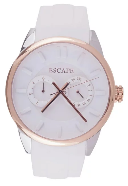 Мъжки часовник  модел ECP10785 - силиконова каишка - 42мм корпус - водоустойчивост 5 ATM - бял/златист