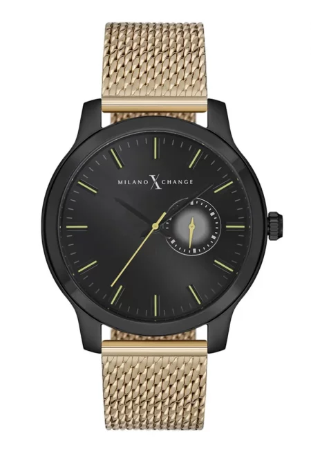 Мъжки часовник  модел MEX3158 - стоманена каишка - водоустойчив на 3 ATM - диаметър 43 мм - черен цвят