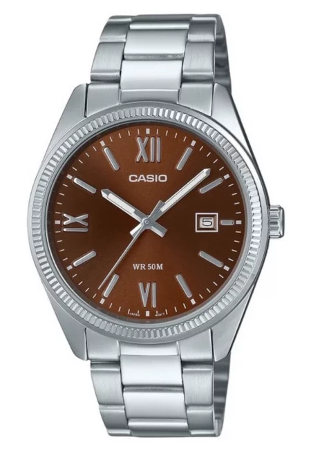 Мъжки часовник  Standard - аналогов дисплей - светещ - дата - 50M водоустойчив - кафяв циферблат - 38.5x9.2мм